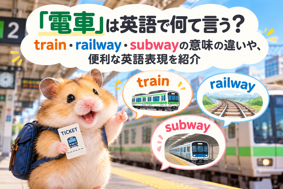 電車に乗ろうとしているハムスター