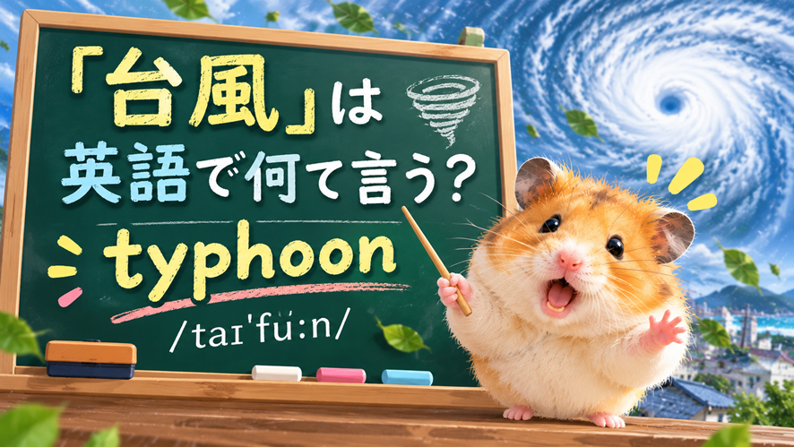 台風の意味を説明しているハムスター